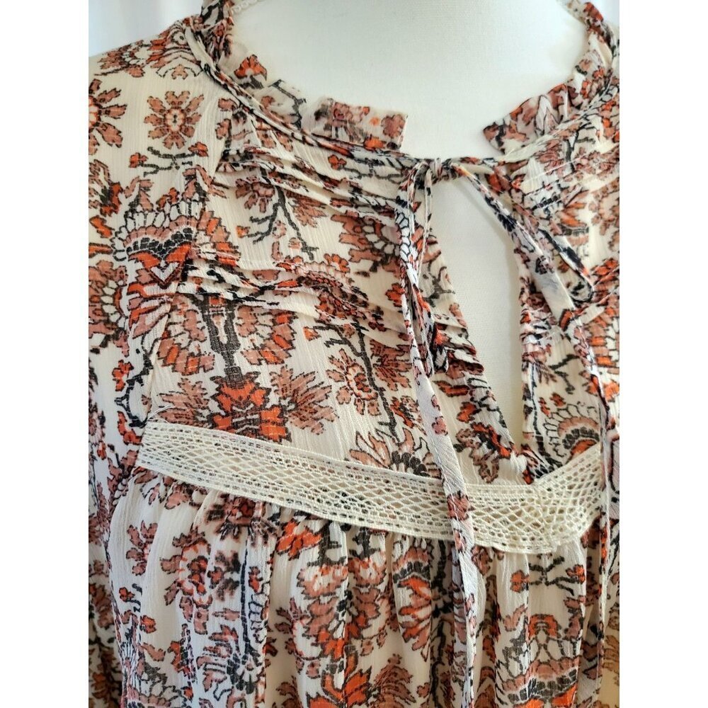 Gibson Latimer Shift Dress Boho Fall Medium Floral Hippie Cowgirl Bell Sleeves - Picture 9 of 16
